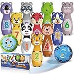 KAEGREEL Kids Bowling Set with 10 Pins and 2 Balls, Animal Bowling Toy for Indoor & Outdoor Game for Adult and Kids Aged 3+