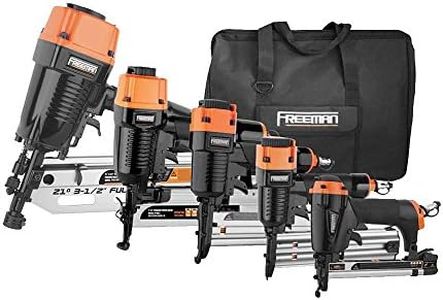 Freeman P5FRFNFWSCB Pneumatic Framing and Finishing Nailers and Staplers Combo Kit with Canvas Bag and Fasteners (5-Piece),Black