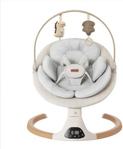 Baby Swings for Infants, Monamii Baby Swing, Bluetooth Infant Swing with Music Speaker, 5 Speeds and Remote Control, Electric Swing for Baby, Portable Baby Swing, Indoor & Outdoor Use(Beige)