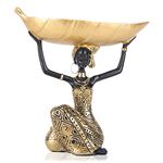 African statue for home decorations,African statues and sculptures for shelf bookshelf living room tabletop shelves bedroom office modern decor accent,African decor women black figurine golden color