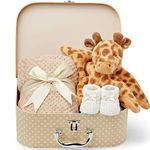 Baby Box Shop Unisex Baby Gift Set - 3 Gender Neutral Baby Gifts, Newborn Gift Set with Giraffe Baby Gifts Comforter, Baby Gift Hamper for Baby Gender Reveal Gifts - Baby Gifts Unisex - Giraffe