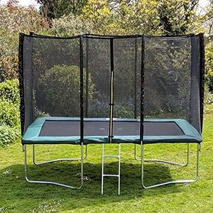 Acrobat 7x10FT or 305cm x 213cm Rectangular Trampoline with Green Coloured Padding, Safety Net Enclosure and Ladder