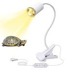 Reptile Heat Lamp, Turtle Tank Heat Lamp with Timer Switch and 240CM Cable, 360°Adjustable Metal Hose Turtle Light, E26/E27 Base Reptile Basking Light for Bearded Dragon Snake Chick(White)