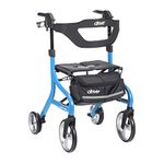 Drive Medical Nitro Sprint Foldable Rollator Walker with Seat, Tall Height Lightweight Rollator with Large Wheels, Folding Rollator, Four Wheel Rolling Walker, Blue