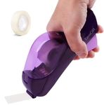 FavoGift Handheld Packaging Tape Dispenser Gun with Auto Cutter - One-Handed, Safe & Convenient, No Batteries Needed, Compatible with 1/2'' to 3/4'' Tape (Included KissDeer® Tape Roll), Purple Design