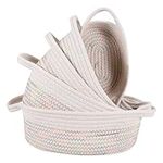 Povxlum 5Pcs Cotton Rope Woven Storage Baskets, Living Room Shelf Baskets with Handles, Storage Organiser for Towel, Toy, Blanket, Snack, Baby Nursery Diapers, Bathroom Accessories, Colorful