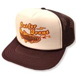 ThatsRad Out for Trout Corduroy Snapback Cap Fly Fishing Fisherman, Brown / Tan Trucker, Small-X-Large