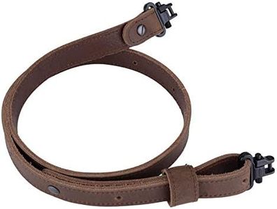 Raiseek Buffalo Hide Leather Rifle Gun Sling with Mil-Spec Swivels,Crazy Horse Brown Stitch,Vintage Rugged Gun Strap,1" Wide Black Screws