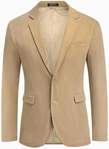 COOFADNY Mens Corduroy Blazers Two Button Blazer Jackets Casual Stylish Suit Jacket, Khaki, XXL