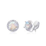 QUKE 8mm AB Color Cubic Zirconia Crystal Round Clip On Earrings Non Pierced Jewellery Elegant Stud For Women Girls