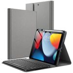 JETech Keyboard Case for iPad 10.2-Inch (2021/2020/2019 Model, 9th/8th/7th Generation) with Pencil Holder, Magnetic Detachable Bluetooth Wireless Keyboard, Soft TPU Back Stand Cover (Space Gray)