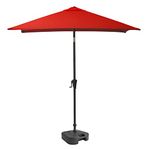 CorLiving 6.5ft Umbrella with Base, Square Tilting Patio Umbrella with Base, Sun Umbrella for Patio Pool, Red