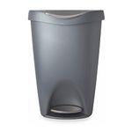 Umbra Brim 13 Gallon Trash Can with Lid - Large Durable Kitchen Garbage Can with Stainless Steel Foot Pedal, Silver/Nickel