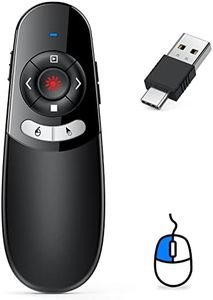 DINOSTRIKE 2 in 1 Type C and USB Presentation Clicker with Air Mouse Control, RF 2.4GHz Wireless Presenter Remote PowerPoint Clicker Slide Pointer Advancer for Computer Laptop Classroom Office