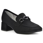 CLIFFS BY WHITE MOUNTAIN Women's Shoes Quinbee Block Heeled Loafer, Black/Suedette, 8