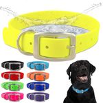 Regal Dog Products Medium Yellow Waterproof Dog Collar with Heavy Duty Double Buckle & D Ring | Vinyl Coated, Custom Fit, Adjustable Biothane Dog Collar | Chew Resistant Waterproof Collar for Dogs