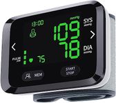 Blood Pressure Monitor Wrist Automatic BP Machine Adjustable Cuff 198 Memory Readings Large Backlit LCD Display with Carrying Storage Bag for Home Use