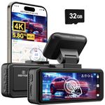 REDTIGER 4K Dash Cam Front, 5G Wi-Fi App Control, Touch Screen Car Camera for Cars,Free 32GB Card,2160P UHD Night Vision,160° Wide Anqle, Built-in GPS, Parking Mode