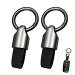 2Pcs Leather Car Key Chain Clip, Key Fob chain Rings for Car Key Fob Holder with Keyrings Zinc Alloy Buckle, Multifunctional Keychain Ring Holder for Men Women