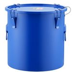 VEVOR Fryer Grease Bucket, 8 Gal Oil Disposal Caddy Carbon Steel Fryer Oil Bucket with Rust-Proof Coating, Oil Transport Container with Lid, Lock Clips, Filter Bag for Hot Cooking Oil Filtering, Blue