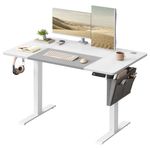VASAGLE Electric Standing Desk, Height Adjustable Desk, 60 x 120 x (72-120) cm, 4 Memory Heights, Storage Pocket, for Home Office, Study, Cloud White and Matte White LSD015W12V1