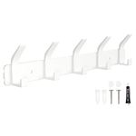 Sarsumir Coat Hooks Wall Mounted Over Door Hangers with 5 Hooks Coat Racks for Front Door, Bedroom, Coats, Jackets, Purses, Bags, Clothes, Towels （White）