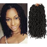 Faux Locs Crochet Hair 6 Packs 12inch Nu Locs Crochet Hair Extensions Kanekalon Dreadlock Crochet Twist Hair Curly Faux Locs Crochet Braids (20 Roots/Pack) #1B