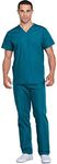 Cherokee Women's Unisex Top and Scrub Pant Set, Caribbean Blue, X-Small