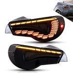 VLAND LED Tail Lights Compatible with Toyota 86 2012-2020/Subaru Wrx (Base,Limited,Premium,TRD) 2013-2020, Rear lights with Turn Light Sequential Indicator, Dragonscale Edition, Smoked