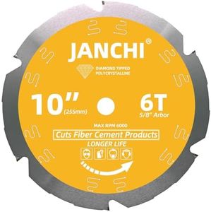 10-Inch 6T PCD Tip Hardie Fiber Cement Saw Blade with 5/8-Inch DMK Arbor, Polycrystalline Diamond Tipped Teeth Saw Blade for Laminate Flooring