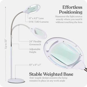 Brightech LightView Pro Magnifying Lamp – LED Floor Light for Reading & Crafts
