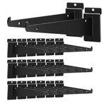 24Pcs Heavy Duty Slatwall Knife Shelf Bracket, 6 inch Metal Shelf Bracket for Slat Wall, Black Slatwall Accessories with Lip, Gridwall Brackets Hooks for Slatwall Panels Shelf Display Home Commercial