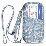 RFID Family Passport Wallet Holder Waterproof, Travel Document Organizer Credit Card Clutch Bag for Men Women (Leaf)