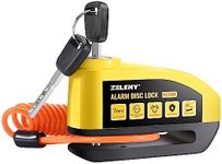 ZELENY Alarm Disc Lock Motorbike Lock, Disc Brake Lock 110dB 7mm Pin, Accessories with Reminder Cable and Carry Pouch, High Security Disc Brake Lock for Motorbike Bike Moped Vespa (Yellow)