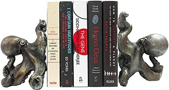 Ebros Nautical Coastal Sea Monster Octopus Bookends Set Statue in Faded Bronze Antique Finish 6.25" H Mythical Sea Giant Cthulhu Kraken Decorative Office Study-Room Library Desktop Decor Figurines