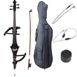 Cecilio CECO-4BK Ebony Fitted Silent Electric Cello, Style 4, Metallic Black, 4/4 (Full Size)