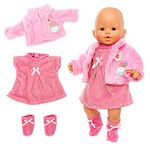 Miunana Sweet Doll Clothes New Dress Coat Socks for 14 Inch 16 Inch 17 Inch 35-43 cm Born Baby Doll, Baby Doll Clothes Outfits (Pink-Pluffy)