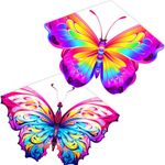 Touch the sky 2 Packs Vivid Butterfly Kite for Kids and Adults, Easy to Fly, Exquisite Fabrics and Unique Structure Design, Excellent Outdoor Games and Activity Toys, Suitable for Beginners.(Style 2)