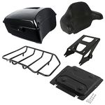 XMT-MOTO King Tour pack Trunk+wrap-around backrest pad+2-Up Mounting Rack+Top Rack+BLACK Trunk Base Plate for Harley Touring Road King, Road Glide, Street Glide, Electra Glide, Ultra-Classic 2014-2023