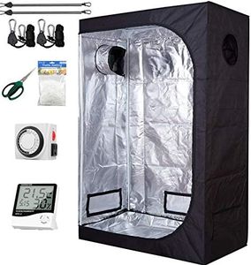 CDMALL 48''x24''x60'' Grow Tent Kit Indoor Grow Tent Room + 24 Hour Timer + 60mm Bonsai Straight Scissors + Digital Hygrometer Thermometer + Trellis Nets +1 Pair of Rope Hangers