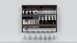 ODEJIA Wooden Wall Mounted Wine Rack, Bar Cabinet with Glass Storage, Wall Hanging Mini Bar for Home Wine Rack/Holder Upside Down Glass Hanging Organizer Size 30 x 24inch (Walnut)