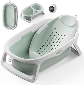 CheerTry 4-in-1 Collapsible Baby Bathtub for Newborn & Toddler 0-24M