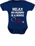 Tstars Relax My Mommy is a Nurse Outfit Funny Mom Nurse Gift Baby Bodysuit 24M Navy