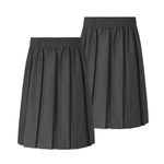 Trutex Basics 2 Pack Box Pleated School Skirts for Junior Girls (3-16 Years). Pull-On Girls School Skirts with Elasticated Waist. Pleated Skirt School Uniform Girls - Genuine School Uniform Grey