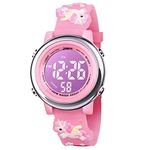 Bigmeda Kids Digital Watch, 3D Cartoon Sports Watch for 3-10 Year Boys Girls, Time Date Display, 7 Color Backlight, Stopwatch, Alarm Functions Kids Waterproof Wrist Watch (Unicorn)