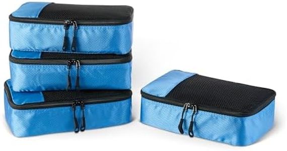 Amazon Essentials 4-Piece Packing Cubes Travel Accessories Set, Luggage Organiser with Double Zip, Mesh Top, 100% Polyester, Small, Sky Blue (Previously Amazon Basics)
