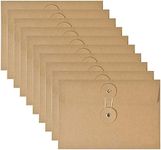 10 Pack Kraft Envelope Bills Receipt File Folder Brown Project Pocket Document Organizer Storing Holder with String Tie Closure Reusable Office Booklet Bag for Filing Mailing Invitation 4.5 x 6.7 inch