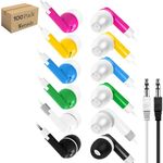 Wensdo 100 Packs Earbuds Bulk Classroom Headphones, Individually Bagged, Wholesale Students Wired Earphones with 3.5 mm Jack for Classroom School Library Museums and More(Mixed Colors)