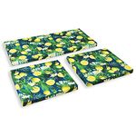 SOFTILLO Waterproof Outdoor Cushions for Patio Rattan Furniture - 3 Pieces Set Garden Cushion Pads - Water Repellent Polyester - Comfy Seat Pads, Replacement Bundle, Removable Cover - Tropical Lemon