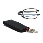 Hubeye Folding Reading Glasses with Keychain Compact Bags Men Women Blue Light Blocking Spring Hinge Portable Pocket Readers 2.50